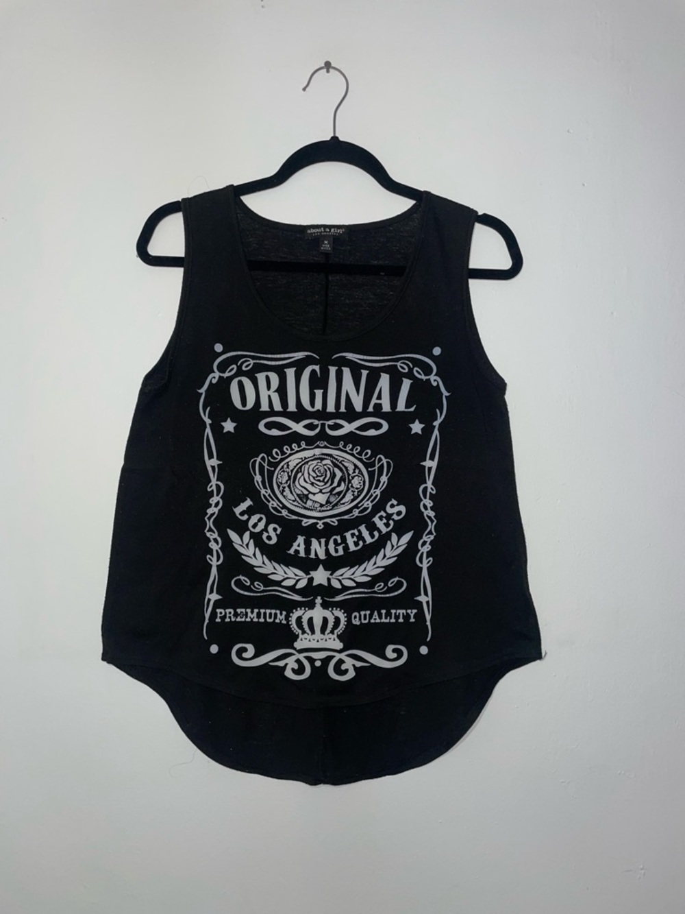 About A Girl Black Tank Top with White 'Original Los Angeles' Graphic
